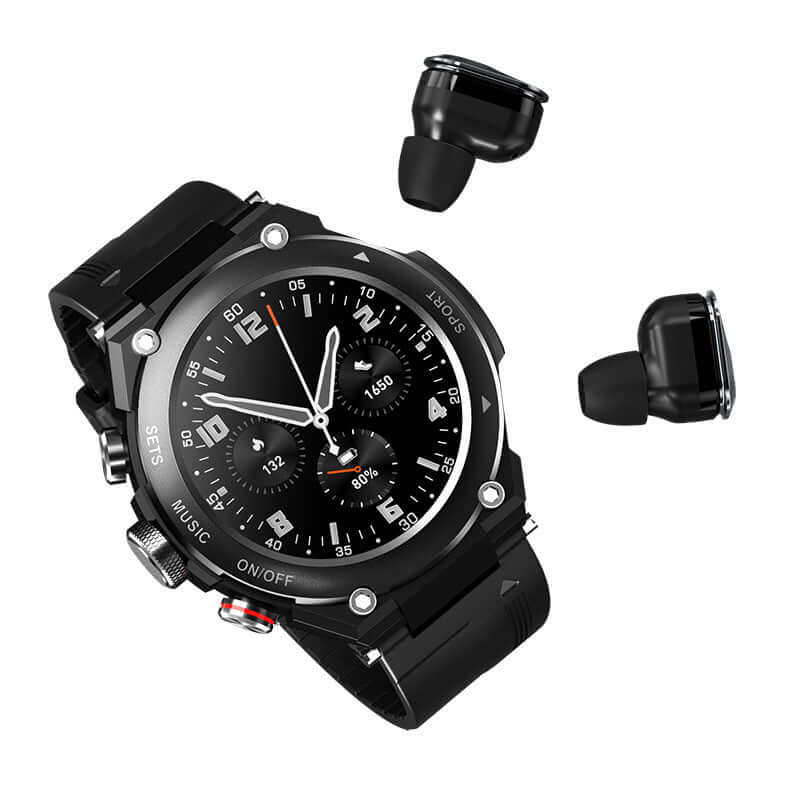 T92 smartwatch with detachable earbuds for fitness tracking, music playback, and style enhancement