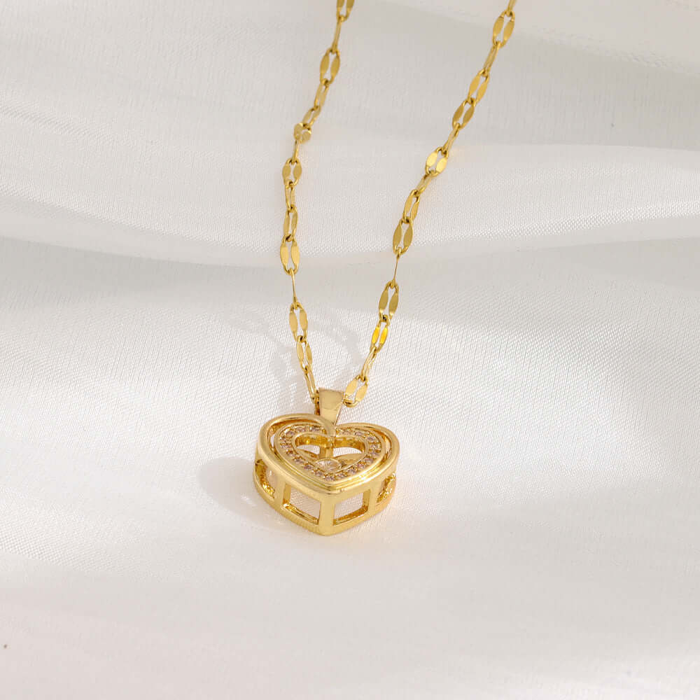 Cadeau de Saint Valentin Pendentif d'amour intelligent à double couche Collier en acier titane Bijoux fantaisie pour femme