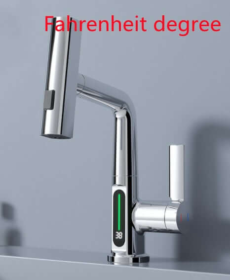 Robinet d'affichage numérique intelligent Robinet de lavabo extractible Température Affichage numérique Rotation