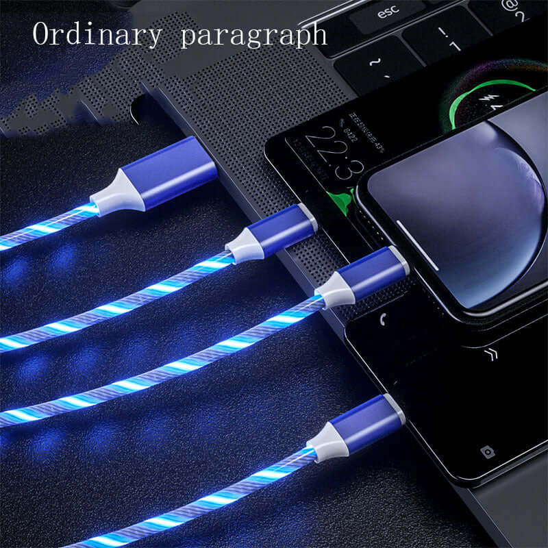 3 in 1 Micro USB Typ C Kabel LED fließendes Licht Typ C Chager Kabel Handy Ladekabel