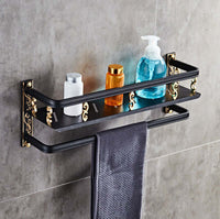 Space-saving shower shelf organizer with pole for shampoo, conditioner, body wash, soap, and more