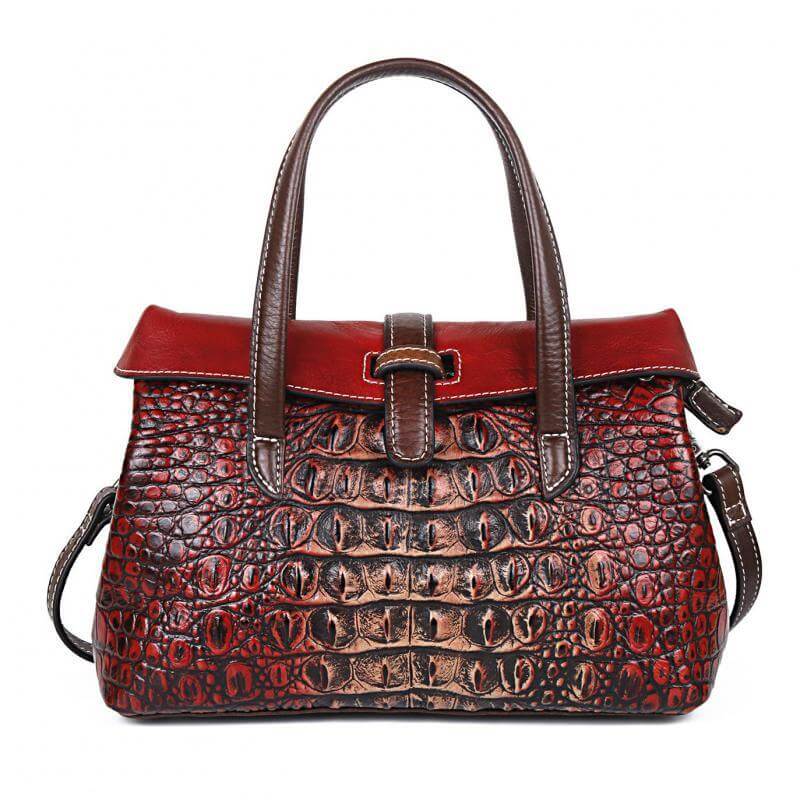 One Shoulder Messenger real leather bag with cowhide leather, trendy pillow style, medium size, and crocodile pattern.