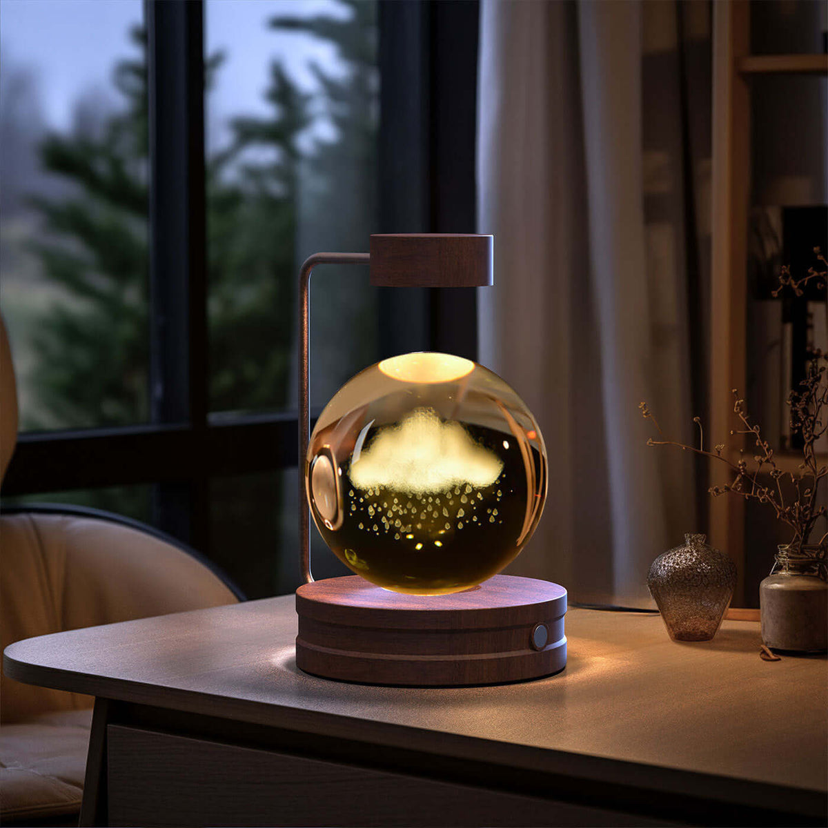 Crystal Ball Cosmic Dinosaur Indoor Night Light - Warm Bedside Lamp with USB Power for Cozy Evenings and Special Occasions