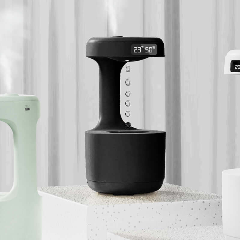 Humidificateur anti-gravité pour chambre à coucher avec horloge