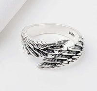 Love Couple Plain Silver Angel Wing Ring by Lush Homing with vintage design.