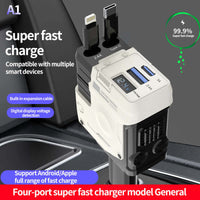 Four-in-One Retractable Car Charger: Super-Fast Charging, Multiple Ports