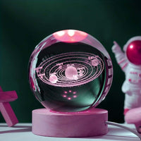 3D Solar System Crystal Ball Night Light - Ignite Your Child's Curiosity with Light-Up Crystal Ball and Astronaut Decor