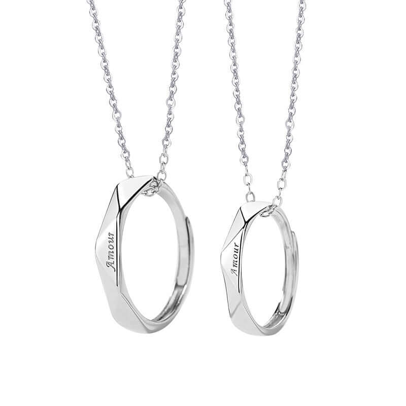 Collier de couple créatif en argent sterling avec chaîne de clavicule en diamant