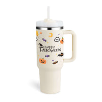 40 Oz Insulated Halloween Tumbler with Handle and Straw - Premium Quality Stainless Steel Cup for Hot and Cold Beverages