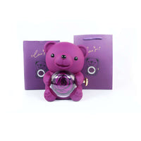 Everlasting Love: Eternal Rose Bear with Rotating Jewelry Box