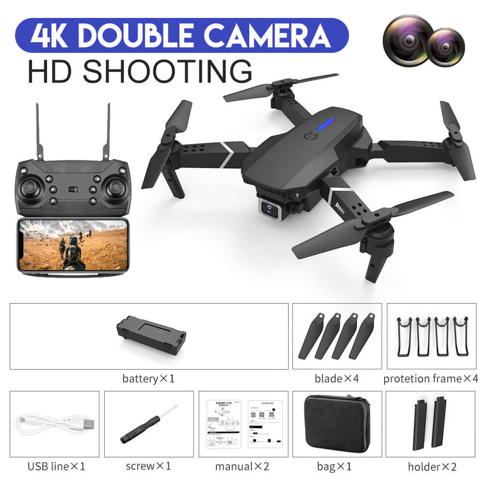 E88 Drone Aerial Photography HD 4K Dual Camera Remote Control Airplane Toy