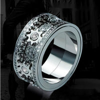 Stylish fidget ring for anxiety and focus with rotating band and crystals for discreet stress relief and elevated style