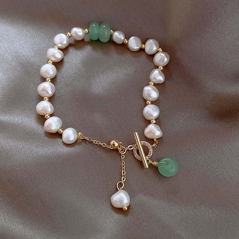 Bracelet ajustable en perles d'eau douce irrégulières pour femme