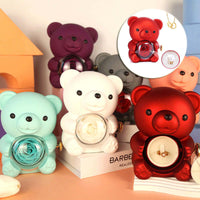 Everlasting Love: Eternal Rose Bear with Rotating Jewelry Box