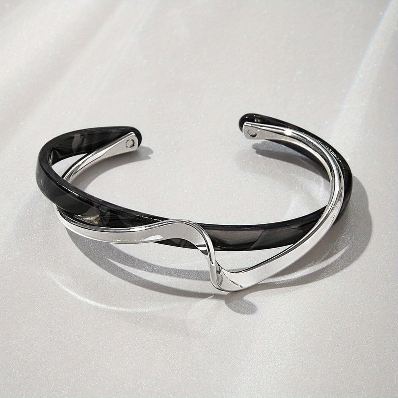 Bracelet en métal blanc avec plaque de coquillage pour femme, ouverture réglable, 2 couches, design léger, bijoux de luxe à la mode pour femme, cadeaux