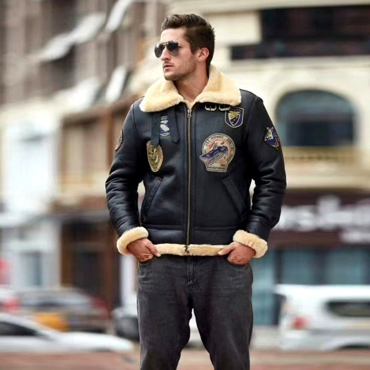 Conquer Winter in Style: B31850 Men's Shearling Bomber Jacket