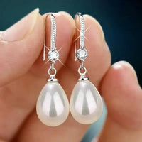 Boucles d'oreilles en imitation de perles en forme de goutte d'eau pour femmes, élégantes et à la mode, bijoux de mariage ovales ronds rouges et blancs, cadeaux d'anniversaire, 2024