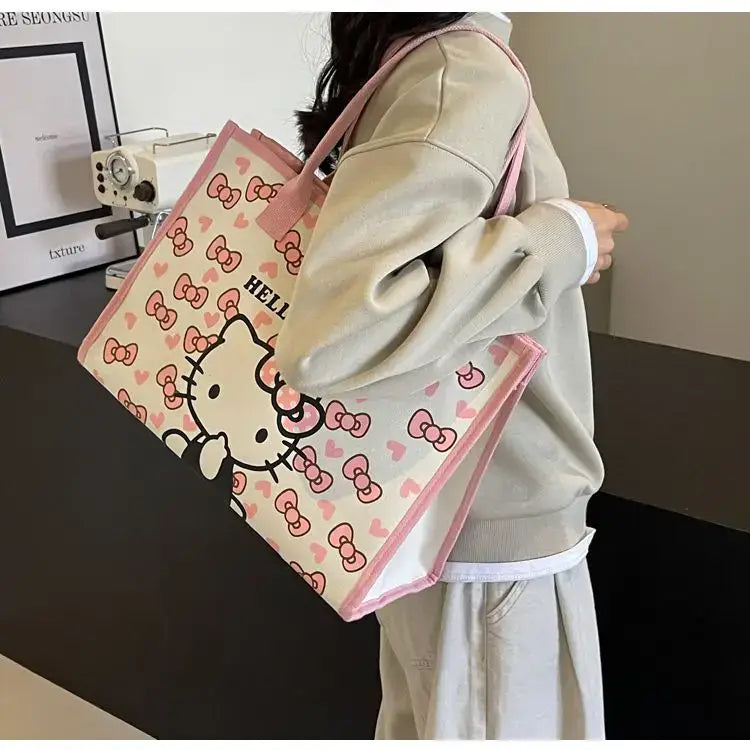 Miniso Hello Kitty Nouveau sac à main pour femme Sac à bandoulière tendance de haute qualité pour femme Sac de shopping de grande capacité pour fille