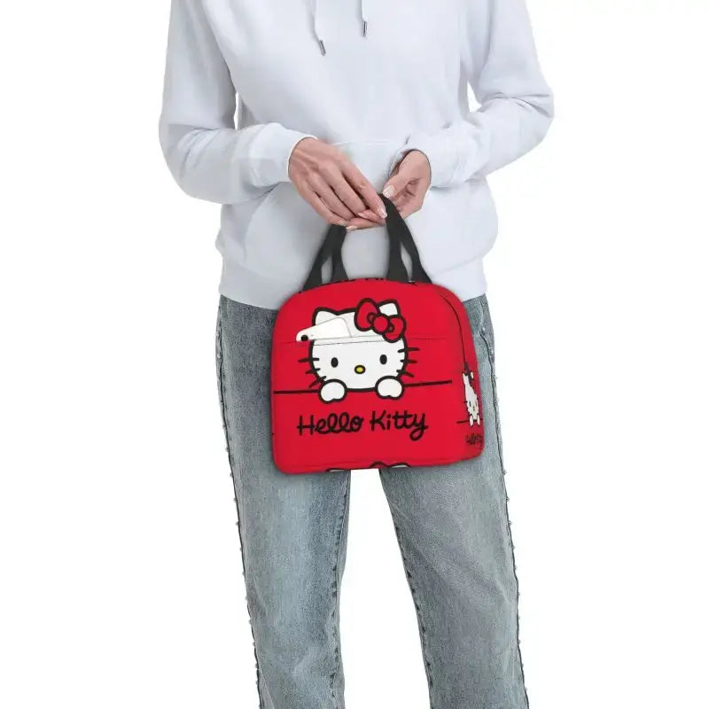 Benutzerdefinierte Hello Kitty Cat Lunchtasche, auslaufsichere Kühltasche, wärmeisoliert, Bento-Box für Frauen und Kinder, Picknick, Reise-Lebensmittel-Tragetaschen