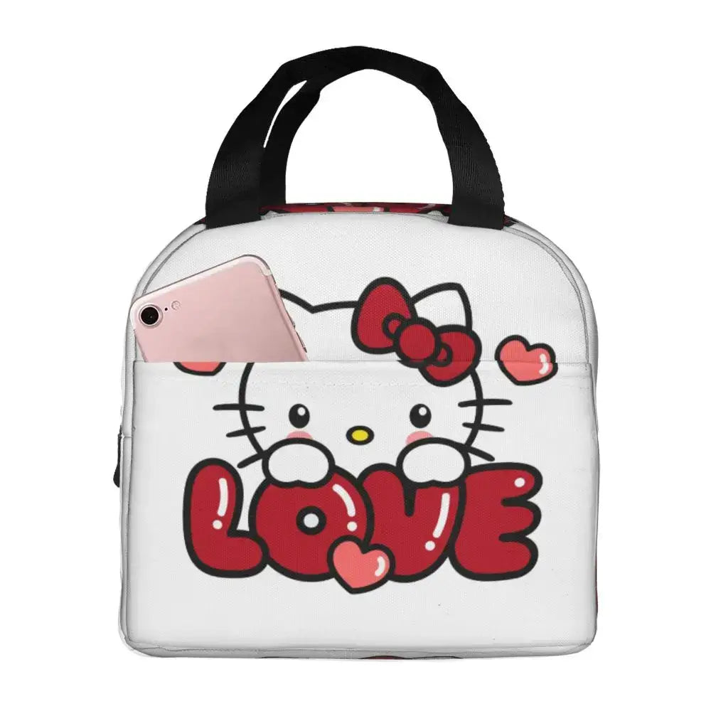 Benutzerdefinierte Hello Kitty Cat Lunchtasche, auslaufsichere Kühltasche, wärmeisoliert, Bento-Box für Frauen und Kinder, Picknick, Reise-Lebensmittel-Tragetaschen