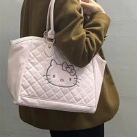 Sac fourre-tout médiéval Kawaii Cartoon Hellokitty sac à main en cuir souple mignon sac à bandoulière grande capacité sac de voyage de sortie cadeau d'anniversaire