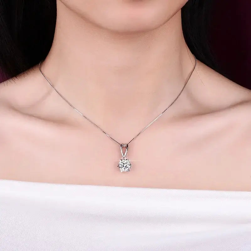 Collier de luxe en platine PT950 certifié 1CT avec pendentif en moissanite et diamant tournesol pour femme, bijoux de mariage