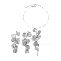 Chic Leaf Charm Necklace Drop Earrings for Women Petal Long Tassel Choker Jewelry Ladies 2024 New Party Gifts