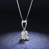 Collier de luxe en platine PT950 certifié 1CT avec pendentif en moissanite et diamant tournesol pour femme, bijoux de mariage