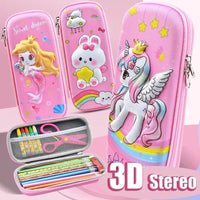 3D-Federmäppchen mit großem Fassungsvermögen, Einhorn, Kawaii, süße Stiftebox, Tasche, Beutel, Schulbedarf, Organizer, koreanisches japanisches Briefpapier