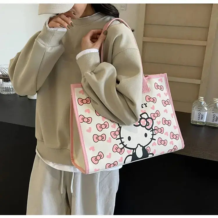 Miniso Hello Kitty Nouveau sac à main pour femme Sac à bandoulière tendance de haute qualité pour femme Sac de shopping de grande capacité pour fille