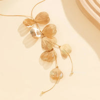 Chic Leaf Charm Necklace Drop Earrings for Women Petal Long Tassel Choker Jewelry Ladies 2024 New Party Gifts