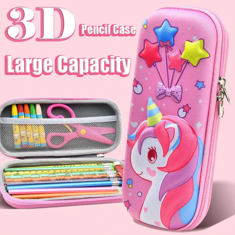 3D-Federmäppchen mit großem Fassungsvermögen, Einhorn, Kawaii, süße Stiftebox, Tasche, Beutel, Schulbedarf, Organizer, koreanisches japanisches Briefpapier