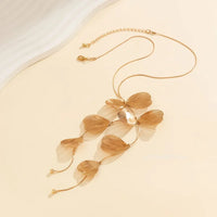 Chic Leaf Charm Necklace Drop Earrings for Women Petal Long Tassel Choker Jewelry Ladies 2024 New Party Gifts