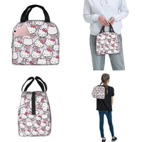 Sacs à lunch isolés Hello Kitty Cartoon Conteneur à lunch haute capacité Sac thermique Boîte à lunch Fourre-tout École Extérieur Fille Garçon