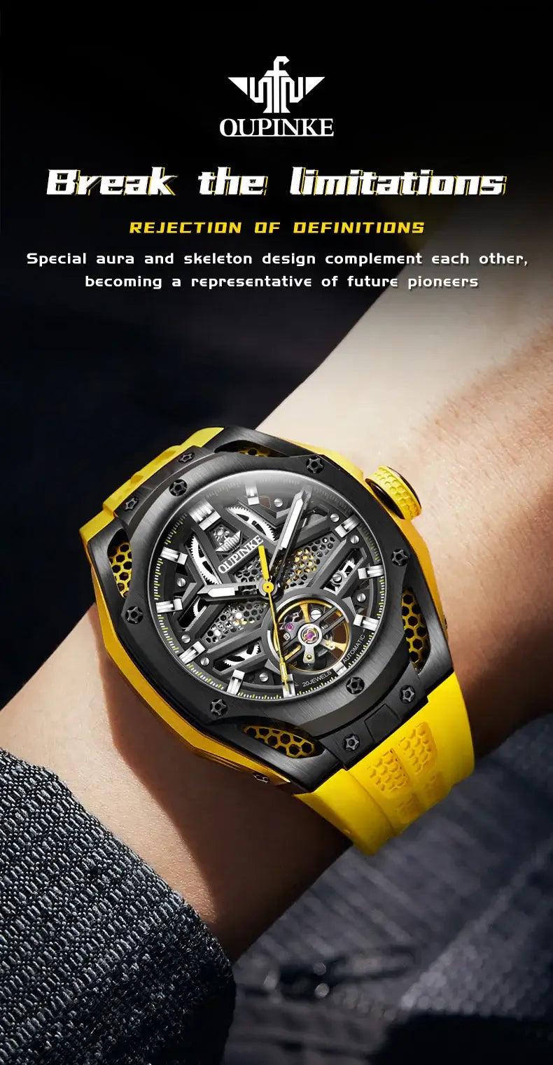 Top Luxury Men's Watches Personalized Fashion Hollow Out Fully Automatic Mechanical Watch Waterproof Luminous Wristwatch