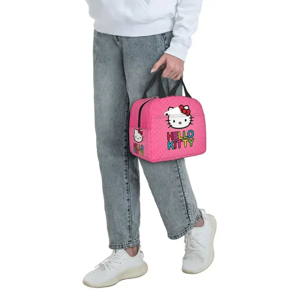 Benutzerdefinierte Hello Kitty Cat Lunchtasche, auslaufsichere Kühltasche, wärmeisoliert, Bento-Box für Frauen und Kinder, Picknick, Reise-Lebensmittel-Tragetaschen