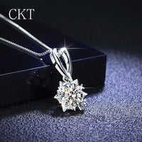 Collier de luxe en platine PT950 certifié 1CT avec pendentif en moissanite et diamant tournesol pour femme, bijoux de mariage