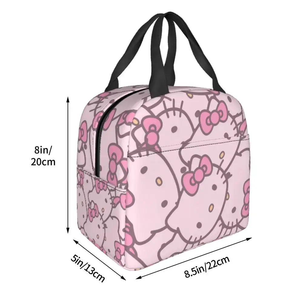 Sacs à lunch isolés Hello Kitty Cartoon Conteneur à lunch haute capacité Sac thermique Boîte à lunch Fourre-tout École Extérieur Fille Garçon