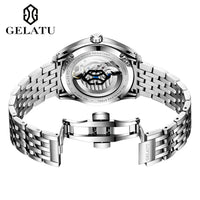 GELATU 6018 Original Mechanical Watch For Men 50M Waterproof Dragon Automatic Wristwatch Luxury Top Brand Hollow Man Watch 2024