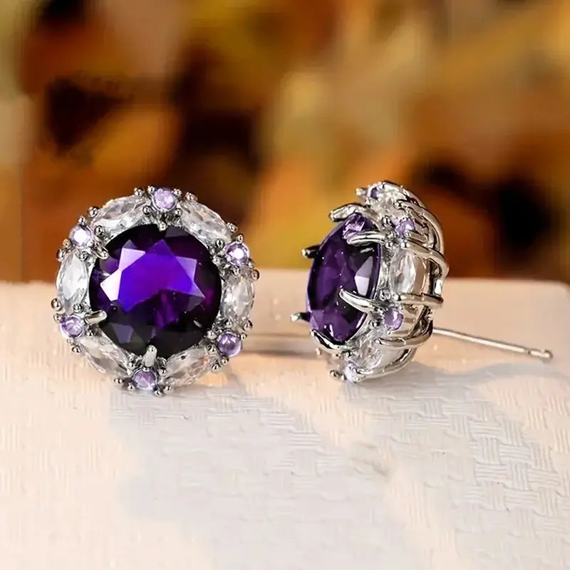 Boucles d'oreilles à tige en zircone cubique blanc/bleu/violet/vert/rouge 2024 pour femmes, accessoires d'oreilles de luxe nouvellement conçus, bijoux de mariage