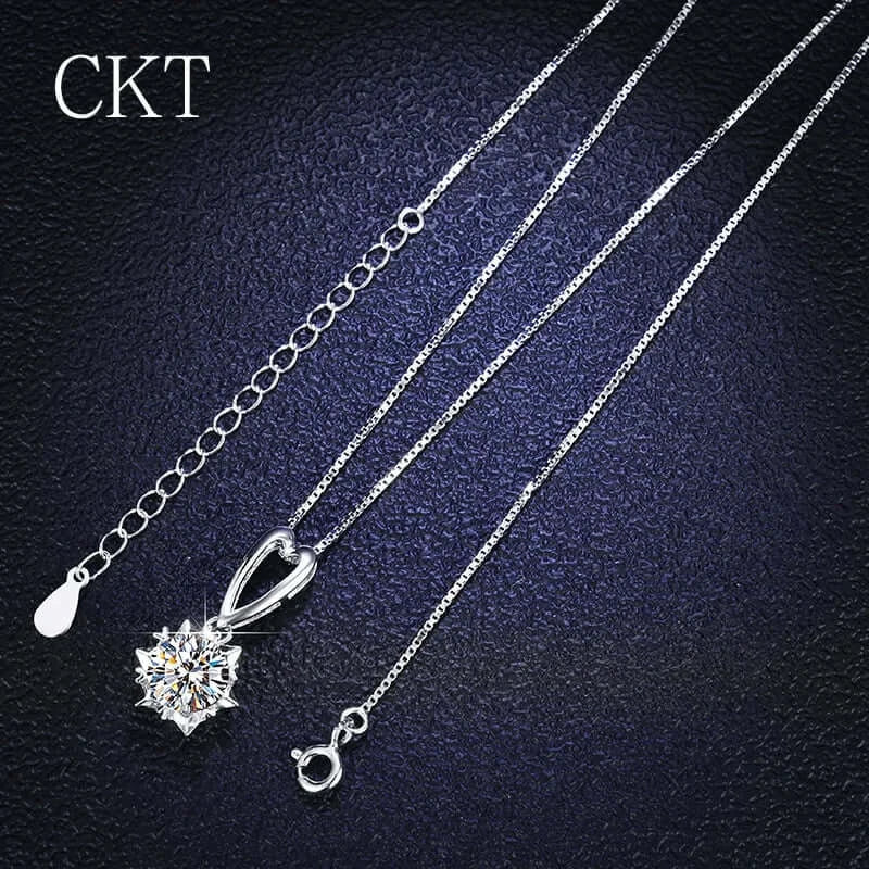 Collier de luxe en platine PT950 certifié 1CT avec pendentif en moissanite et diamant tournesol pour femme, bijoux de mariage