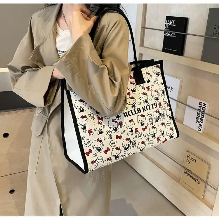 Miniso Hello Kitty Nouveau sac à main pour femme Sac à bandoulière tendance de haute qualité pour femme Sac de shopping de grande capacité pour fille