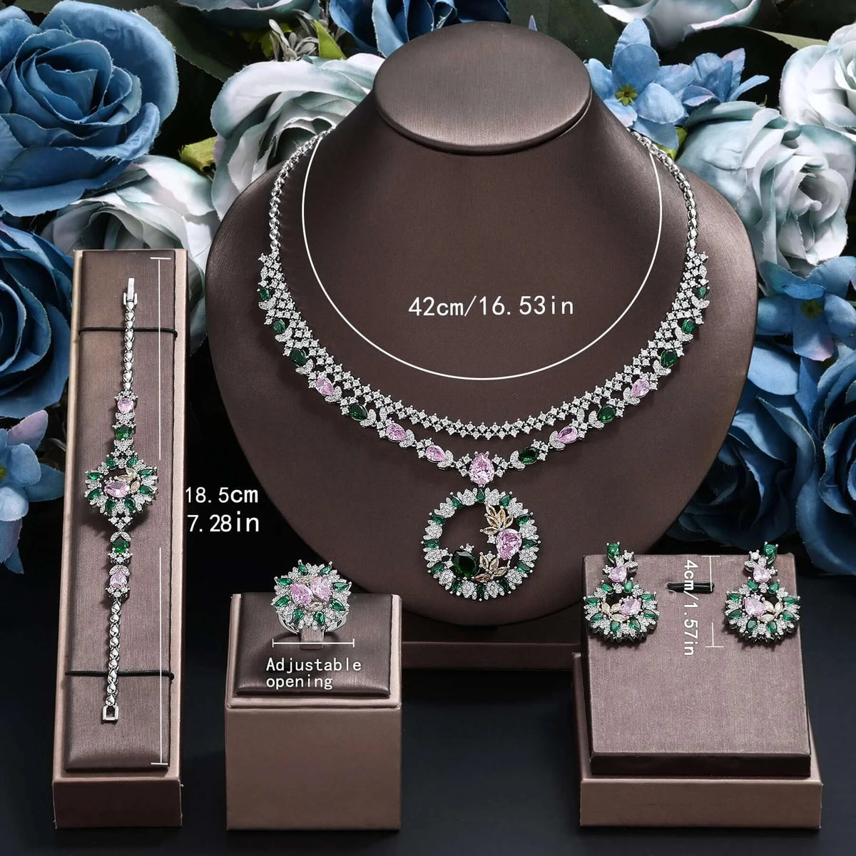 2024 New Cubic Zirconia 4-piece Bridal Wedding Jewelry Set Fashion Dubai Saudi Jewelry Set Women's Wedding Set