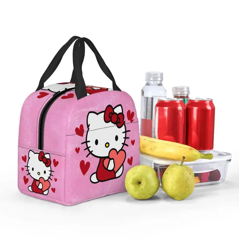 Benutzerdefinierte Hello Kitty Cat Lunchtasche, auslaufsichere Kühltasche, wärmeisoliert, Bento-Box für Frauen und Kinder, Picknick, Reise-Lebensmittel-Tragetaschen