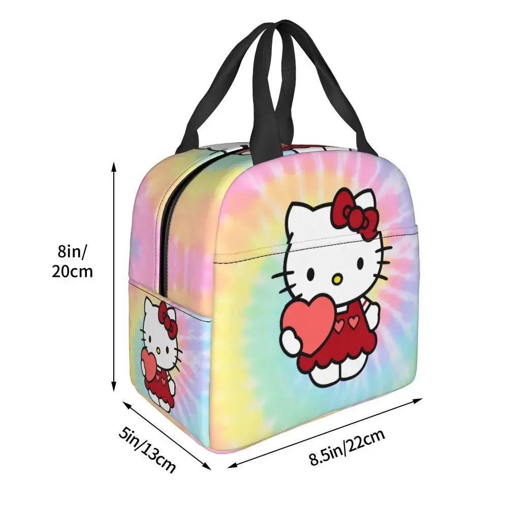 Benutzerdefinierte Hello Kitty Cat Lunchtasche, auslaufsichere Kühltasche, wärmeisoliert, Bento-Box für Frauen und Kinder, Picknick, Reise-Lebensmittel-Tragetaschen