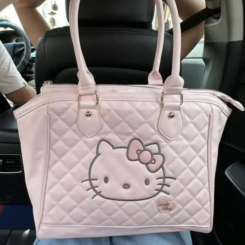 Sac fourre-tout médiéval Kawaii Cartoon Hellokitty sac à main en cuir souple mignon sac à bandoulière grande capacité sac de voyage de sortie cadeau d'anniversaire