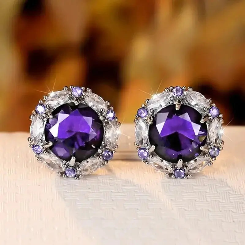 Boucles d'oreilles à tige en zircone cubique blanc/bleu/violet/vert/rouge 2024 pour femmes, accessoires d'oreilles de luxe nouvellement conçus, bijoux de mariage