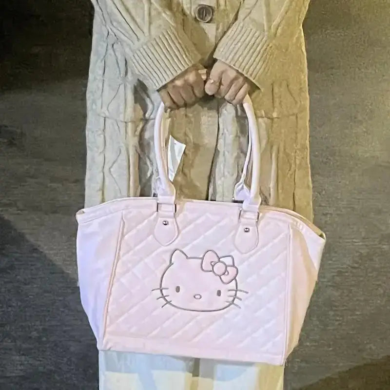 Sac fourre-tout médiéval Kawaii Cartoon Hellokitty sac à main en cuir souple mignon sac à bandoulière grande capacité sac de voyage de sortie cadeau d'anniversaire