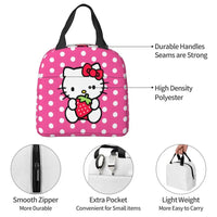 Benutzerdefinierte Hello Kitty Cat Lunchtasche, auslaufsichere Kühltasche, wärmeisoliert, Bento-Box für Frauen und Kinder, Picknick, Reise-Lebensmittel-Tragetaschen