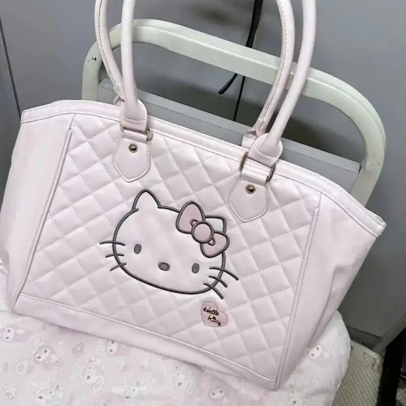 Sac fourre-tout médiéval Kawaii Cartoon Hellokitty sac à main en cuir souple mignon sac à bandoulière grande capacité sac de voyage de sortie cadeau d'anniversaire